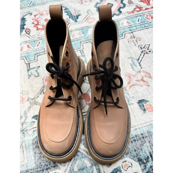 Free People Mara Combat Lace Up Boots Taupe Leather Sz 38 - Picture 8 of 10